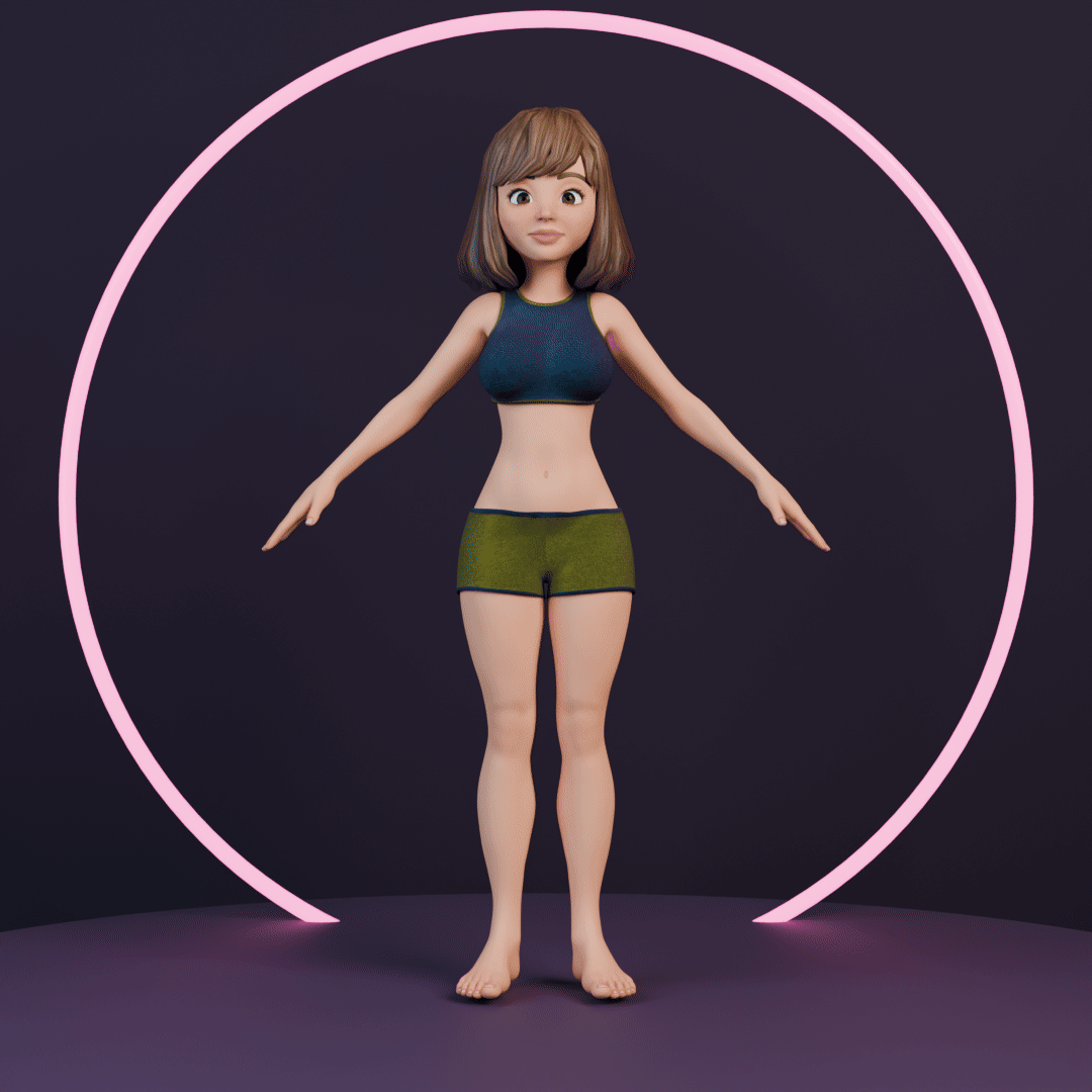 Bianca SFW beauty render rig and mesh 360 degree Cycles turntable