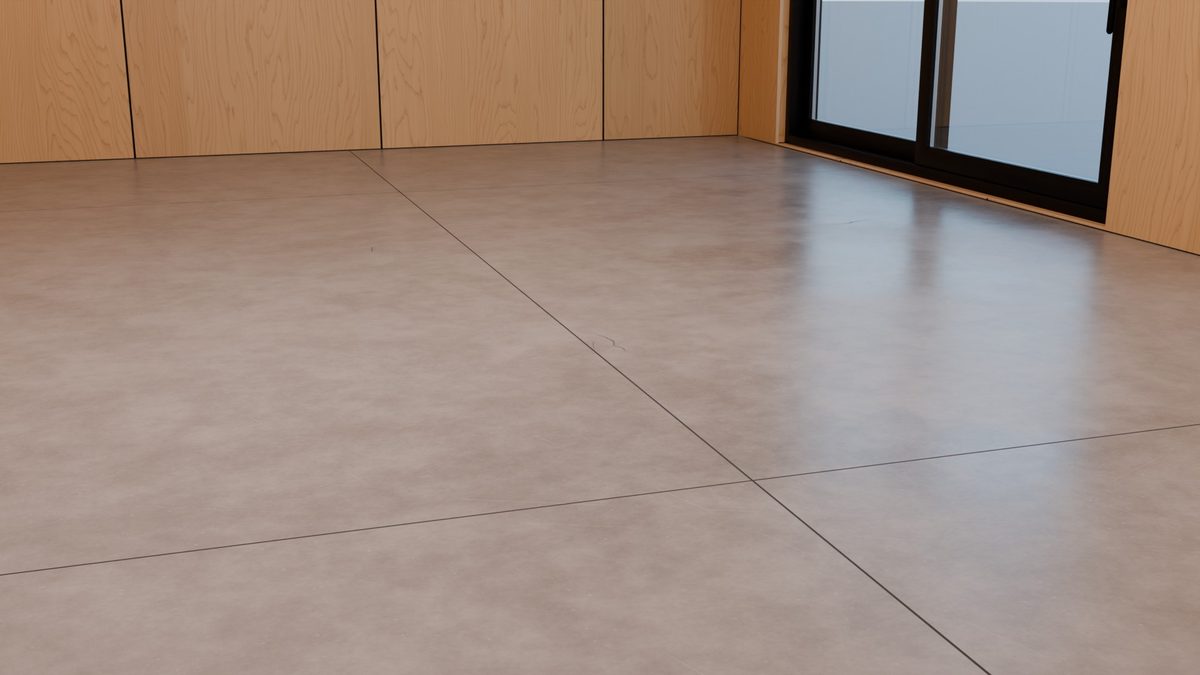 Concrete floor with sawn joints