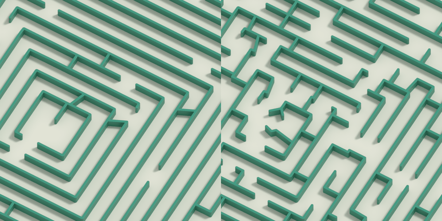 Simple and more complex maze patterns