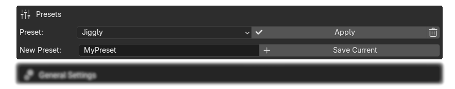 Cloth preset system