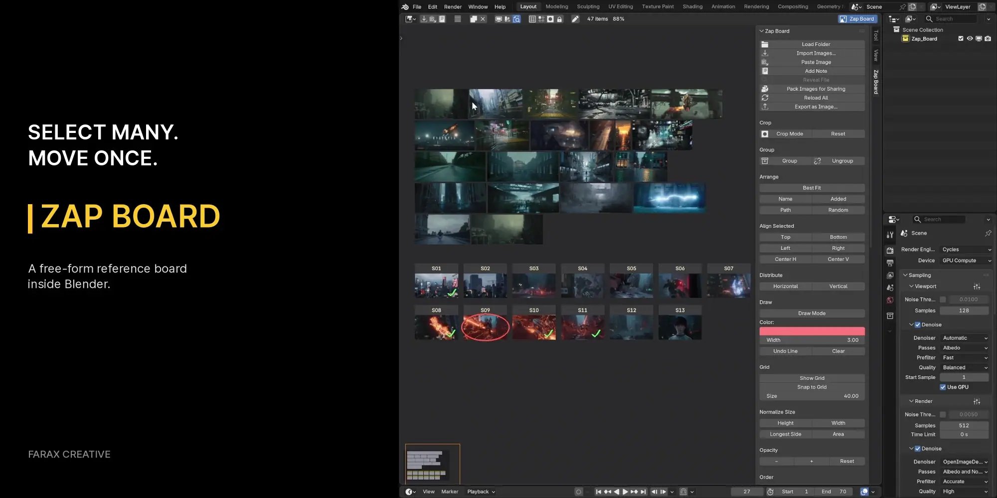 Box-select several reference images and move them together