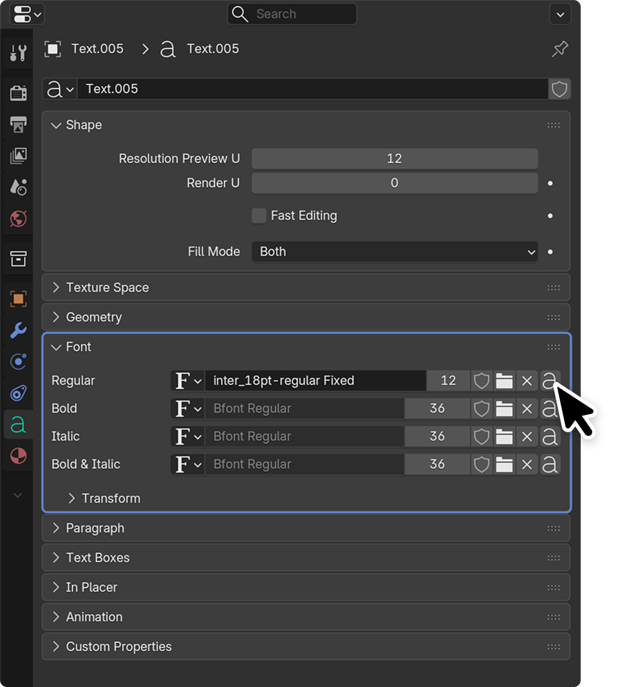 Font Fixer button inside Blender Font panel