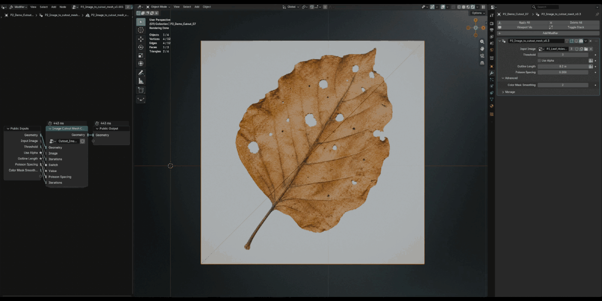 Image converted into a filled triangular mesh
