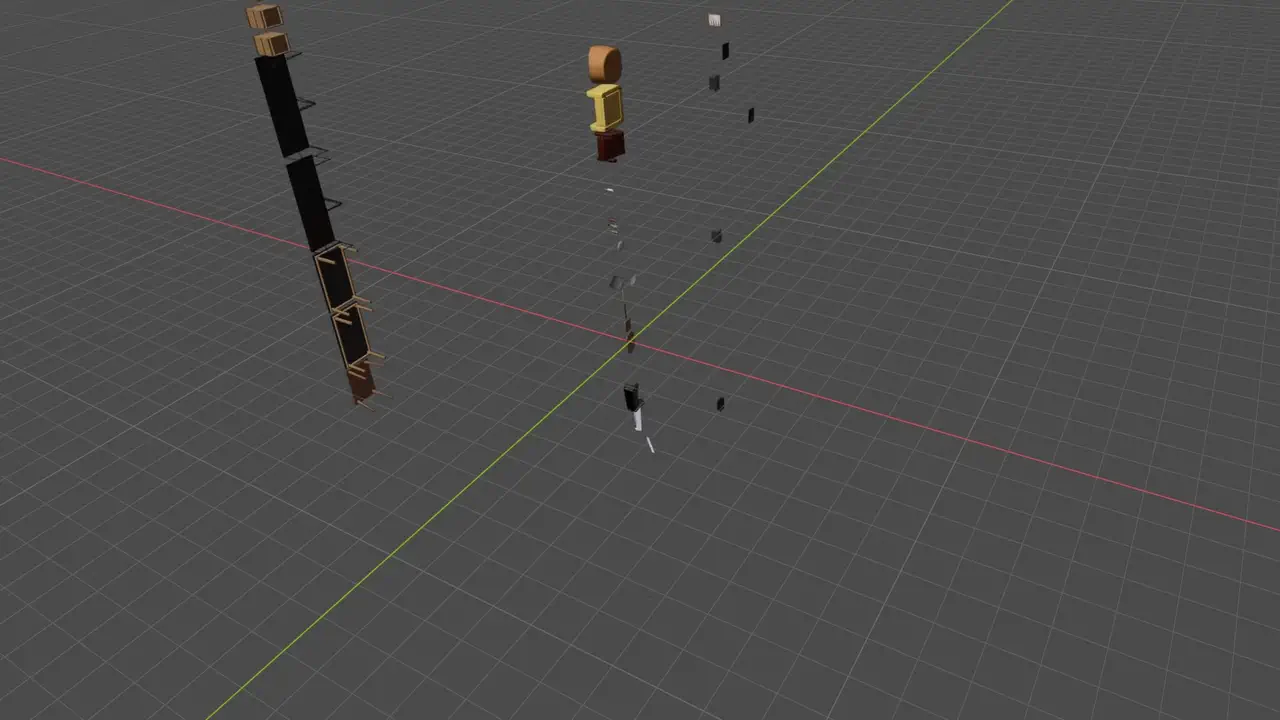 Spawning and physics-simulating all assets from interniq library at once