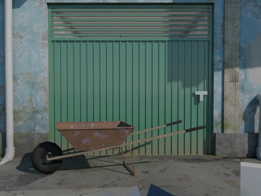 Steel gate door, green
