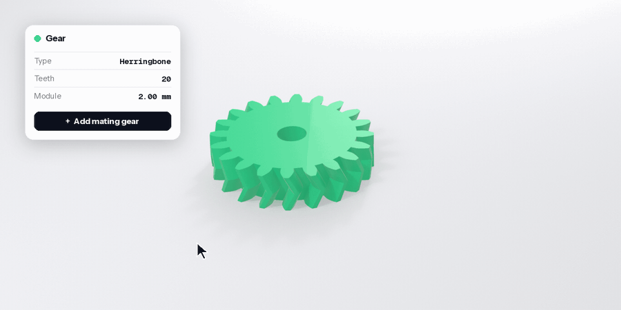 Two herringbone gears meshing