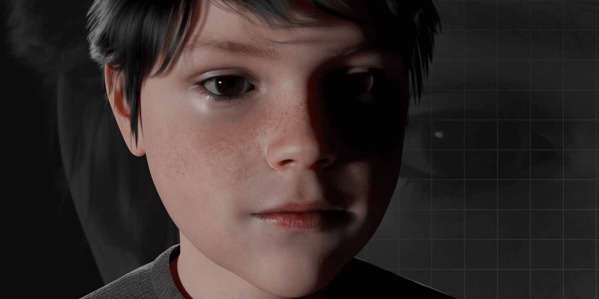 Realistic kid character under different lighting conditions