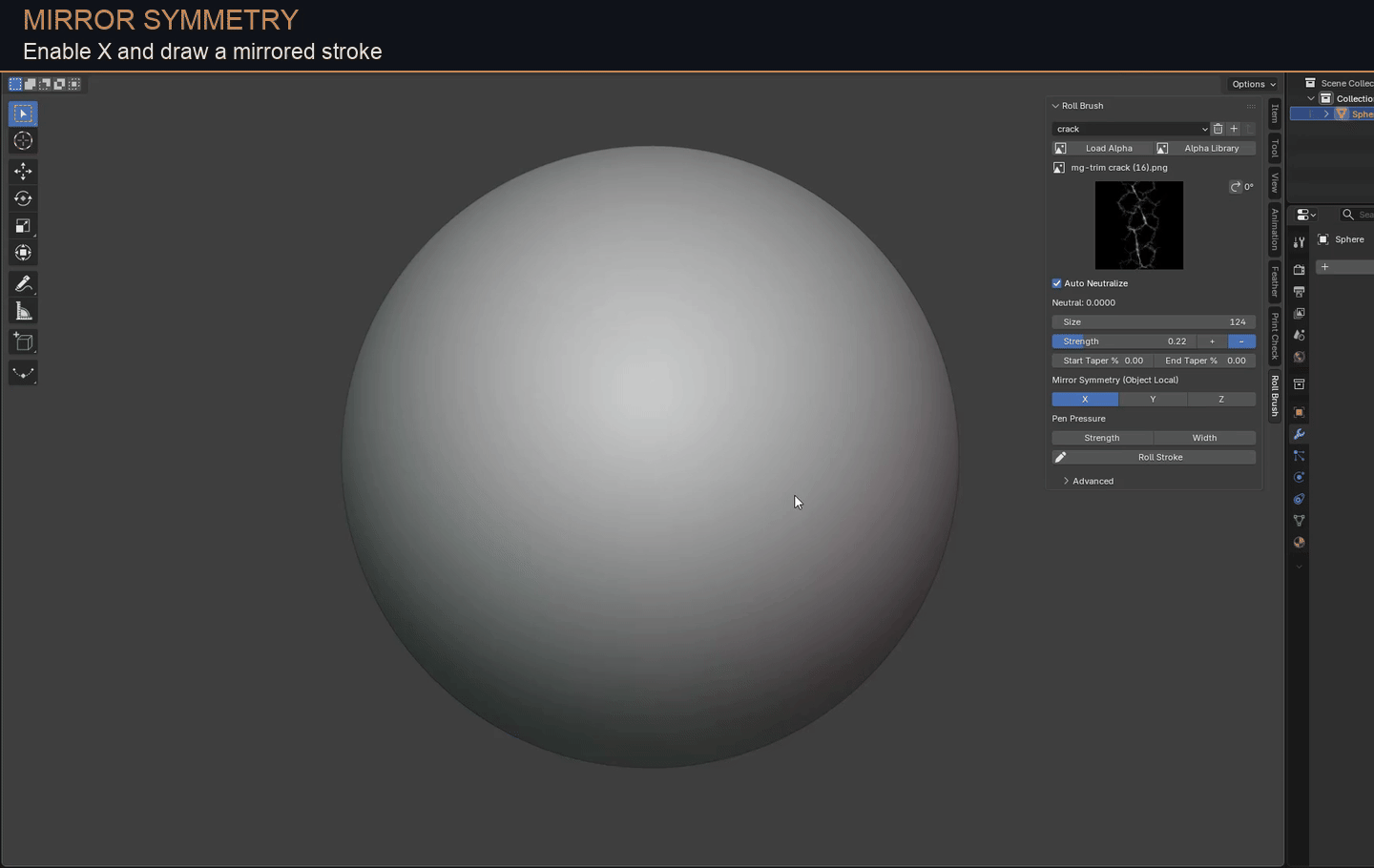 Mirror sculpting strokes across local X, Y and Z axes