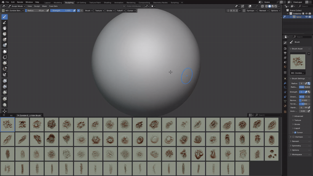 74 Zombie Skin & Scars VDM Brushes in Blender