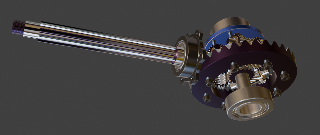 Gearbox straight after import with AngelSHADE: polished steel, brass and cast iron, no manual shading