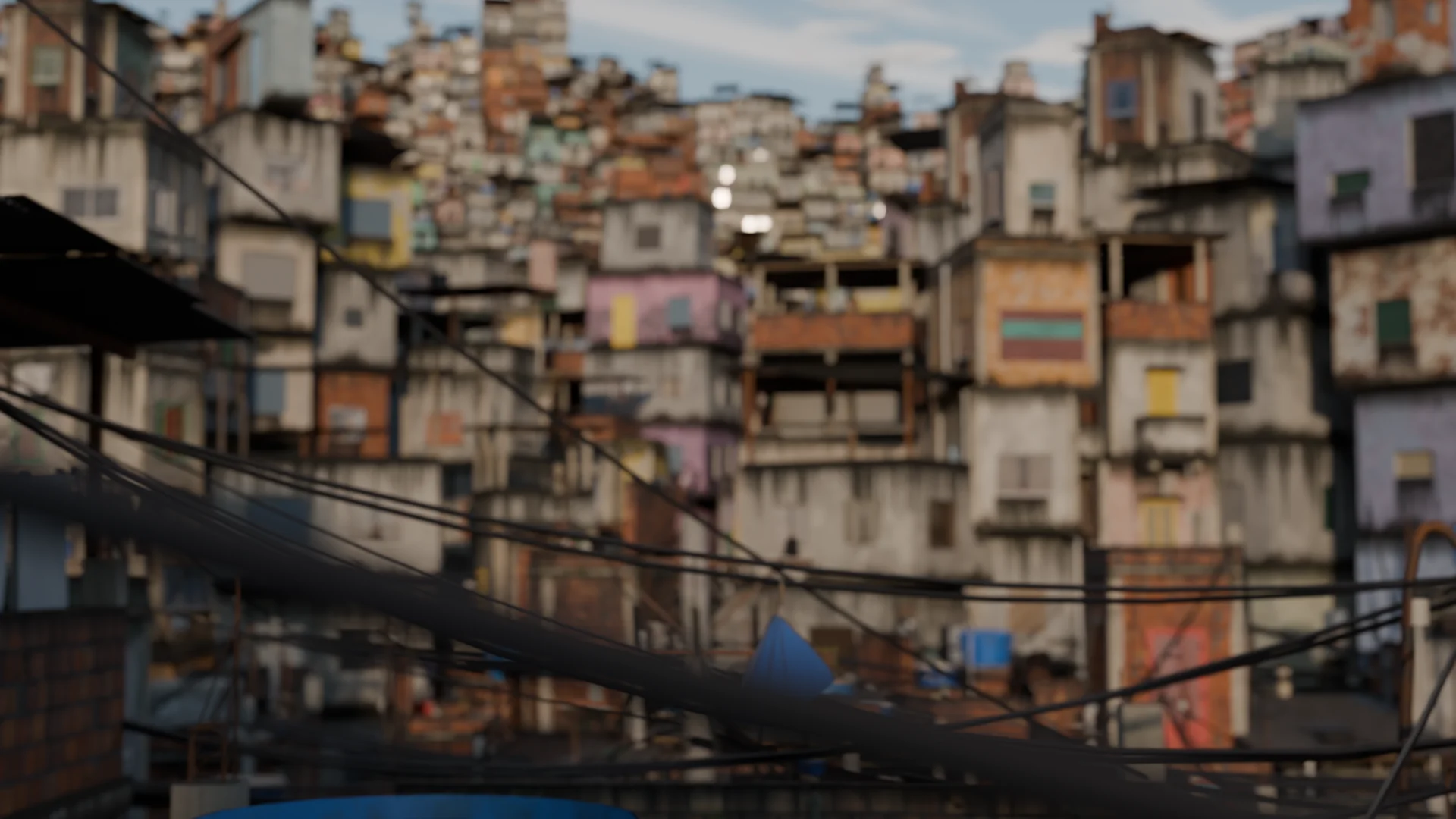 Street level view through the wires