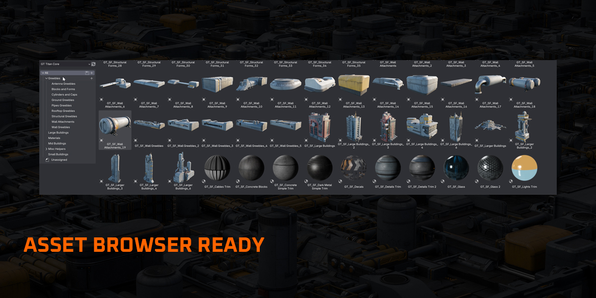 dystopian blocks brutalist buildings 3d asset kitbash greebles