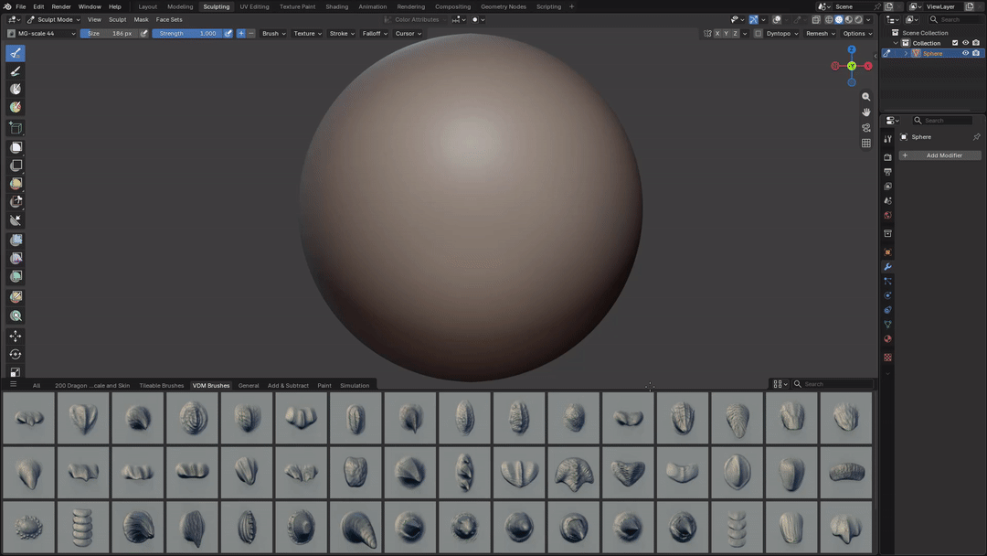 50 Blender Dragon and Reptile VDM Brushes in action