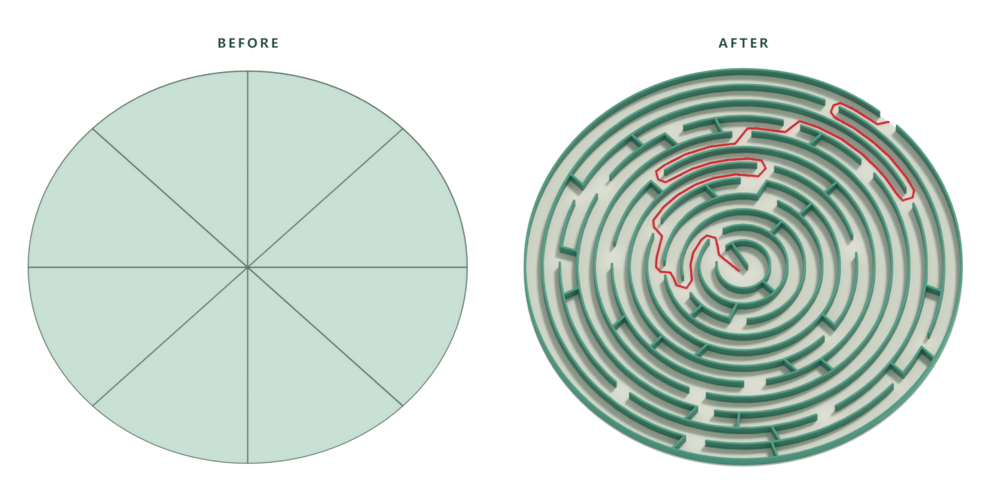 Maze with its solution path