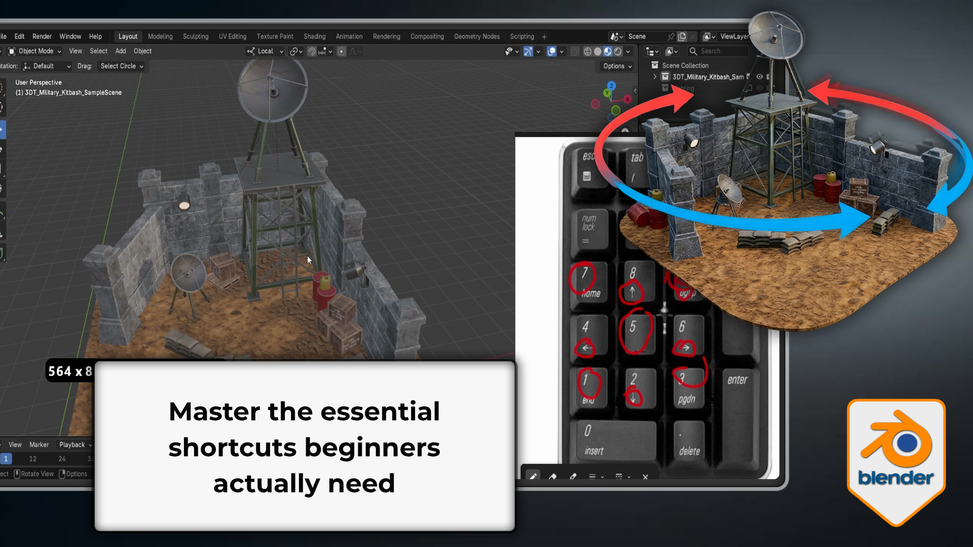 Numpad views isometric angles and orthographic snapping in Blender