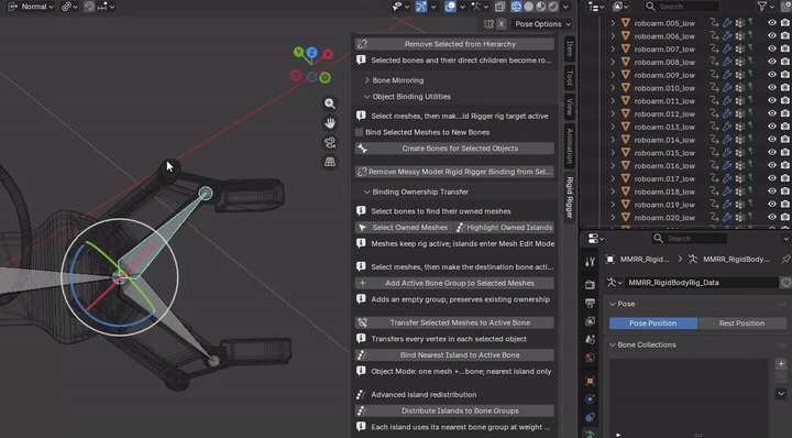 MMRR demonstration: Bind Nearest Island to Active Bone