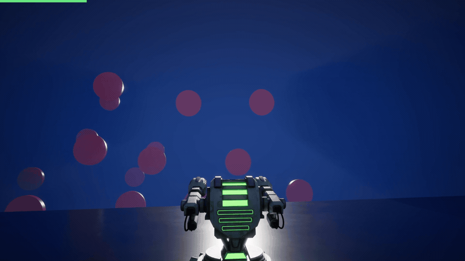 Gameplay view behind the turret aiming at targets