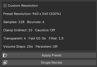 Render settings parameters