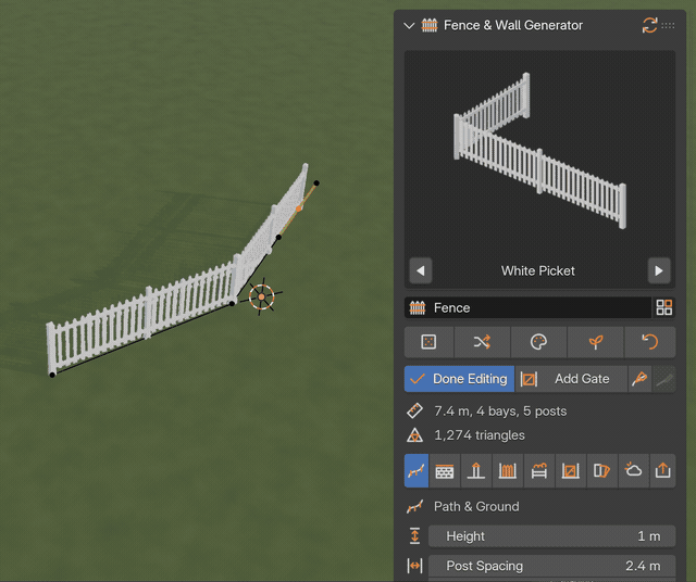 Edit the path, the fence follows
