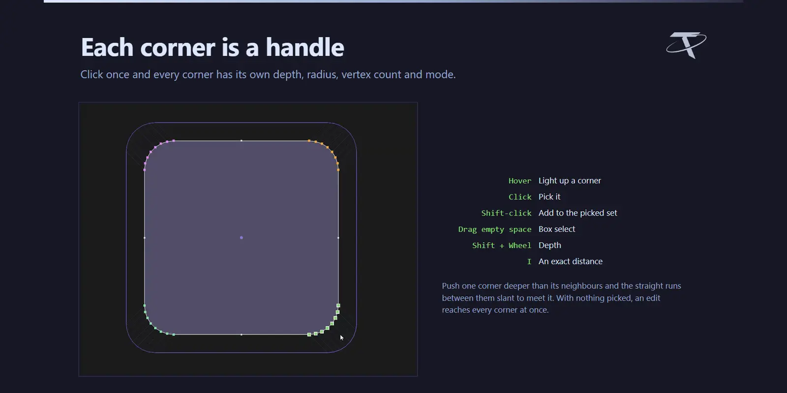 Each corner is a handle
