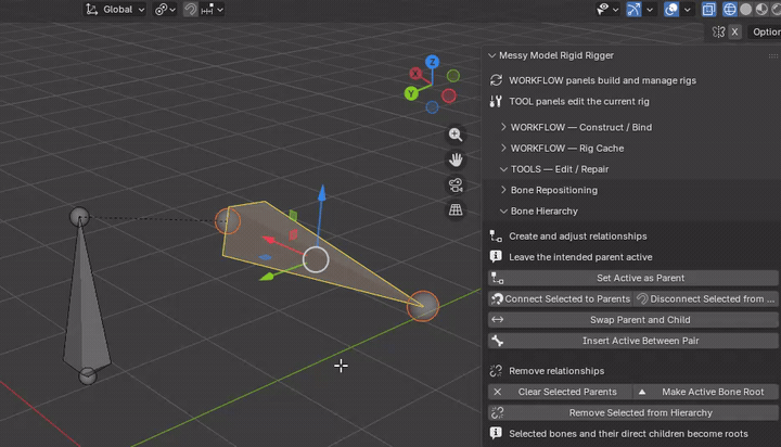 MMRR demonstration: Connect / Disconnect Selected Bones from Parents