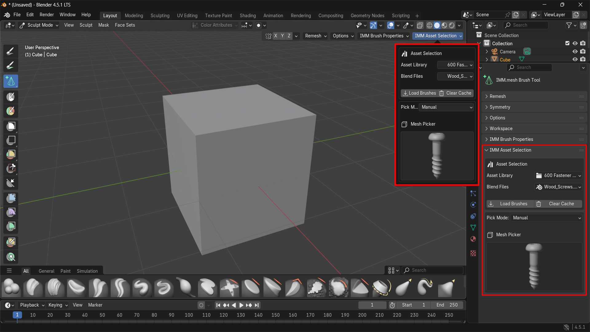 IMM Asset Selection Panel in Blender