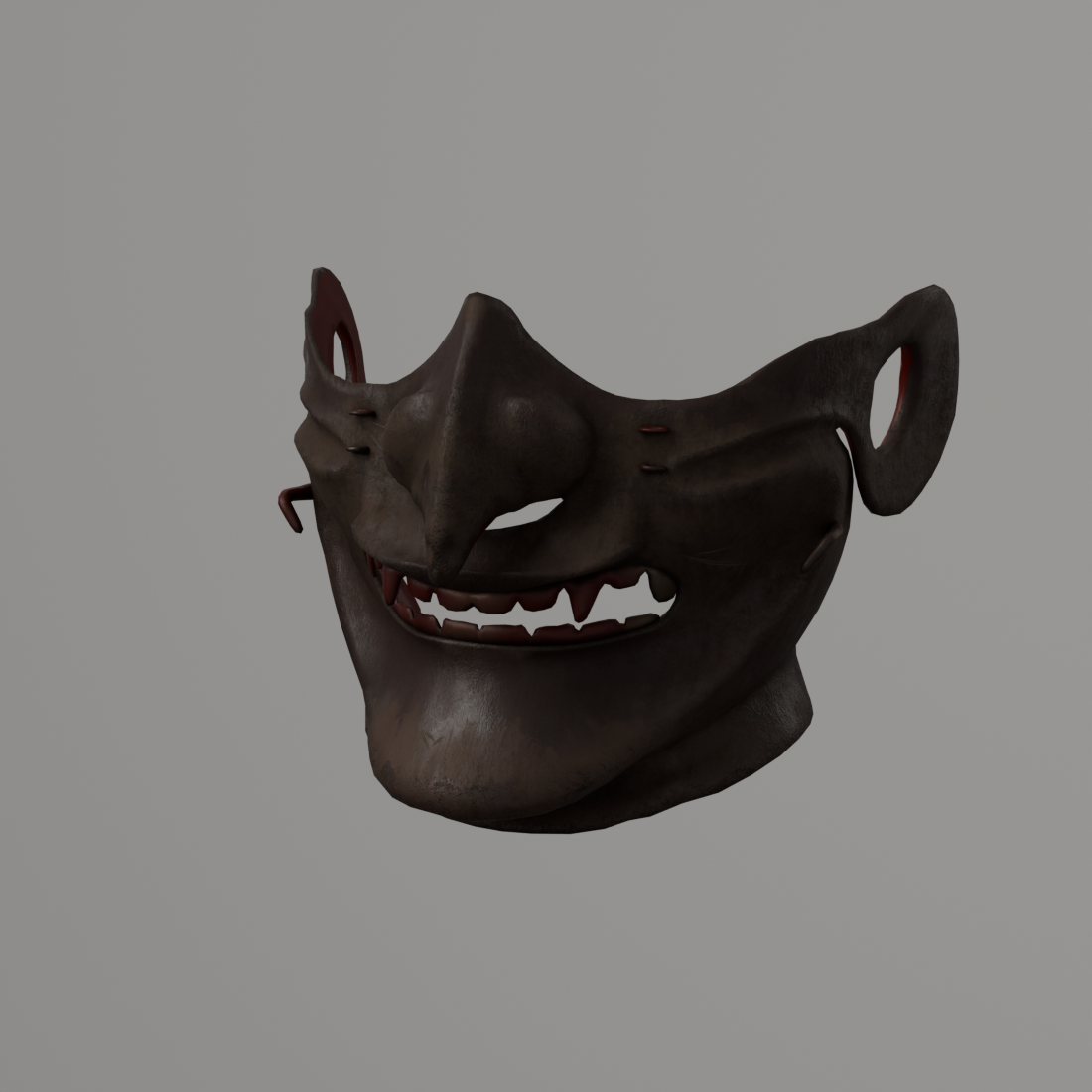 The same mask with full ageing: staining, dirt and worn surface detail