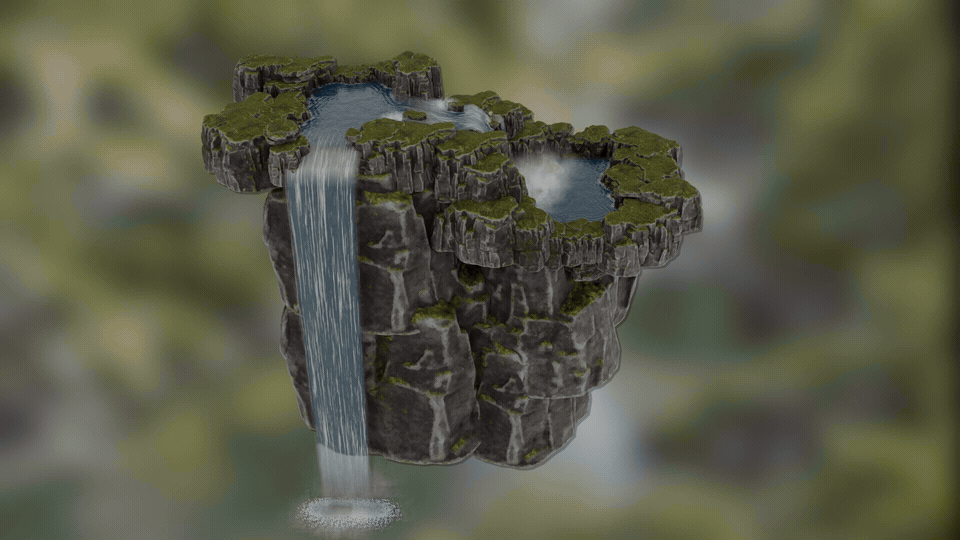 Animated preview of the 3D Tudor waterfall and receiving pool.