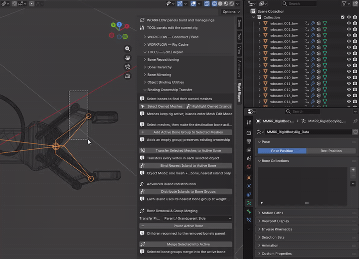 MMRR demonstration: Add Active Bone Group to Selected Meshes