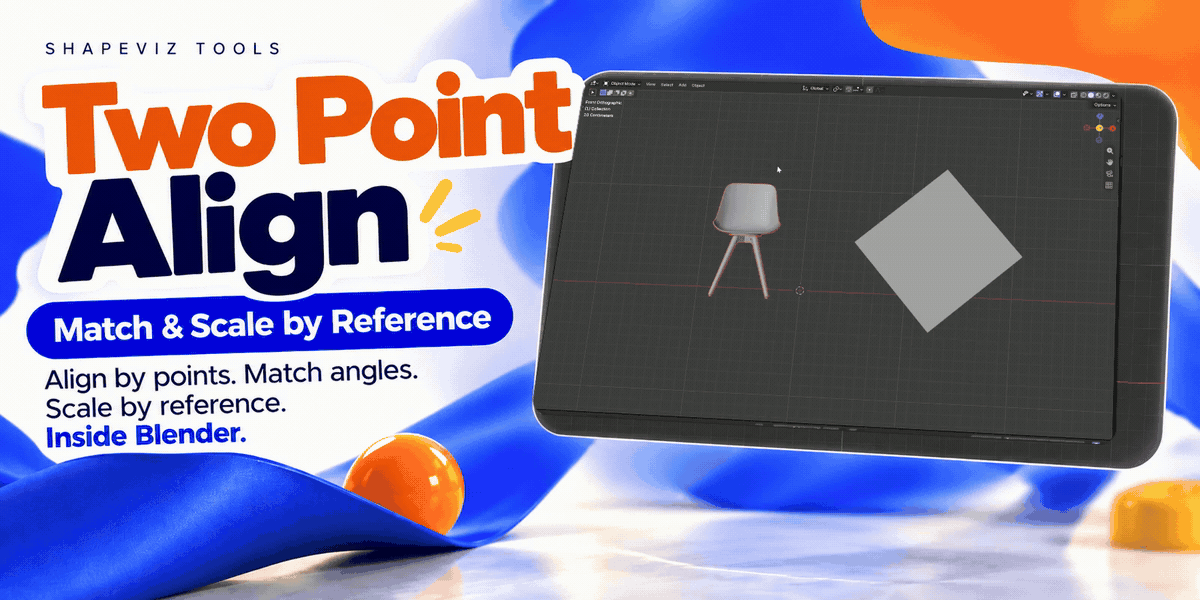 Shapeviz Tools — Two Point Align, Blender viewport alignment and reference scaling add-on.