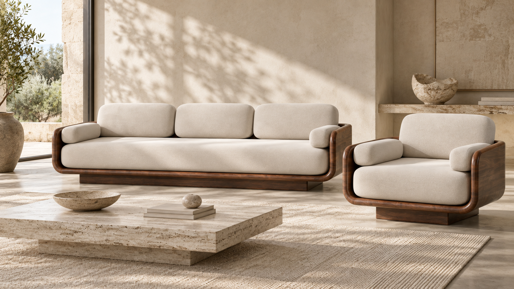Rounded polished wooden furniture frame detail