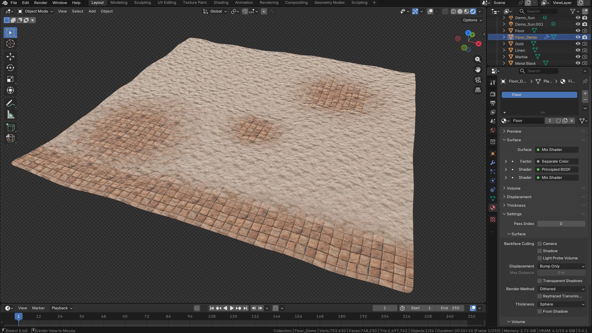 Blender floor shader terrain blending demo
