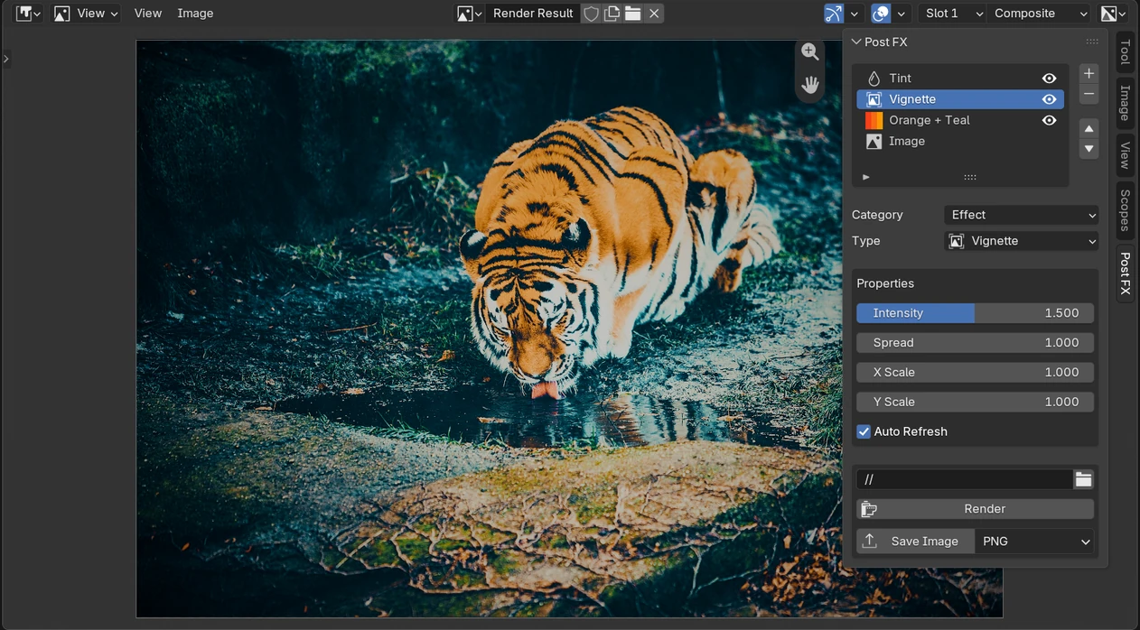 Post FX layer stack in Blender's Image Editor