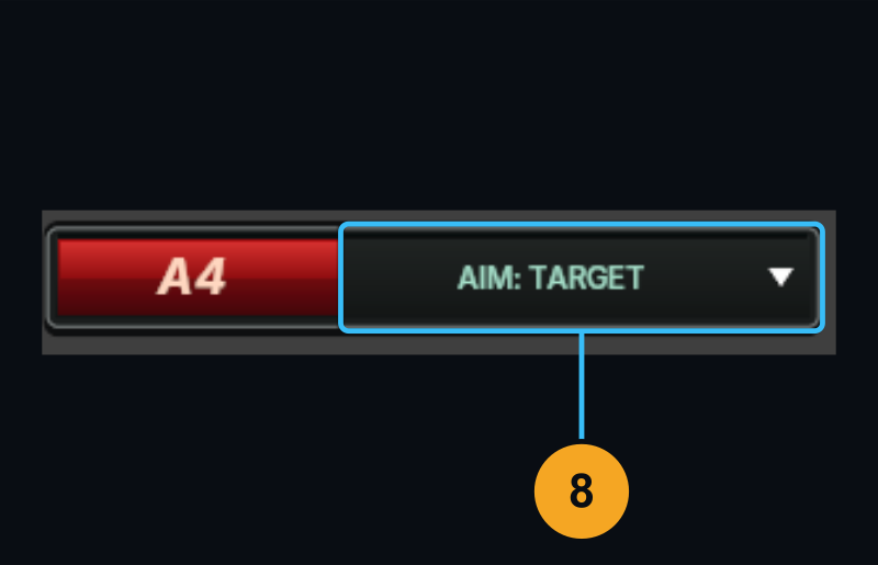 AIM mode selector — callout 8