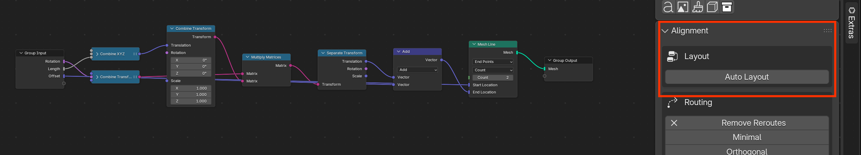 Auto Layout reorganizing a node graph