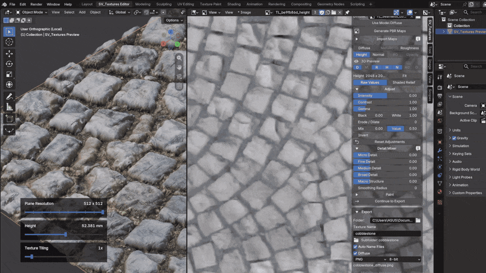 Paint local changes to a PBR map in Blender.