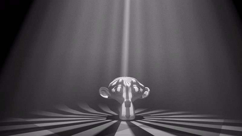 A sunburst gobo turning in the beam