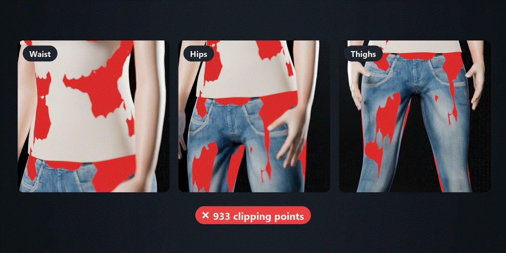 Waist, hips and thighs: red clipping wiped clean