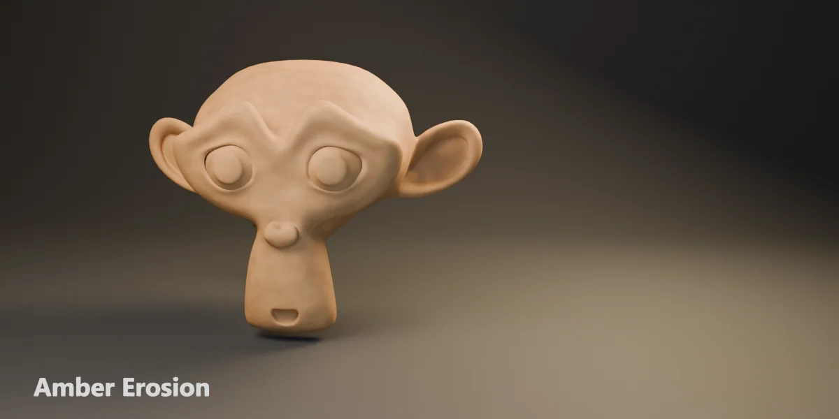 Amber Erosion — stone sculpture breaking into wind-driven sand