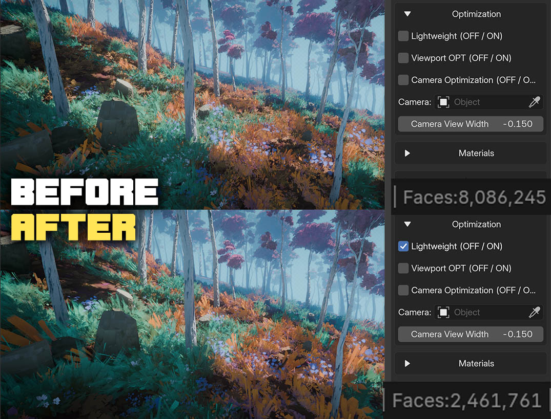 Rendered example using optimization mode