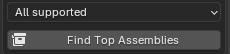 Import dialog sidebar: file type list and the Find Top Assemblies button