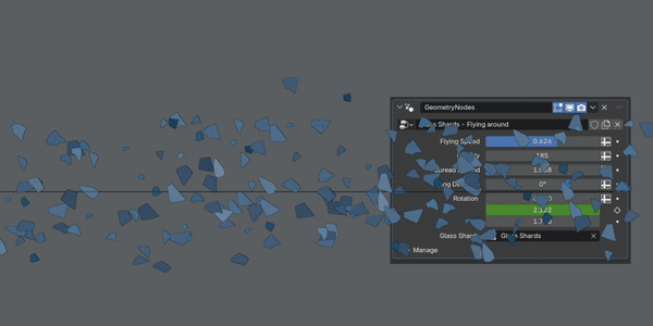 Broken glass Geo Nodes animation demo