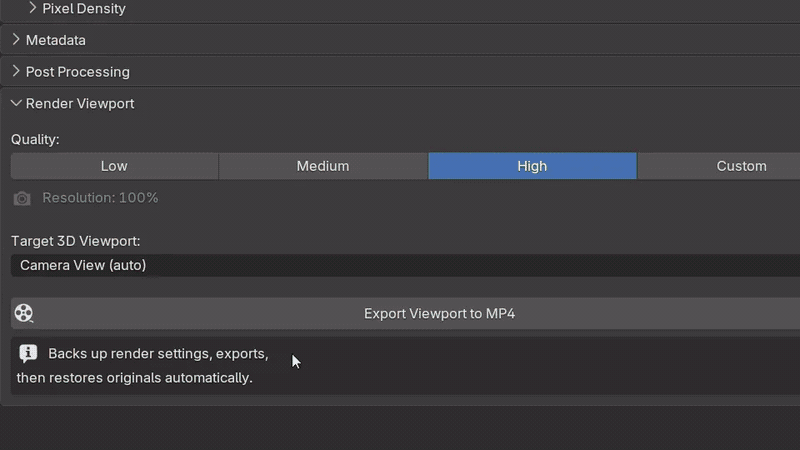 Click Export Viewport to MP4