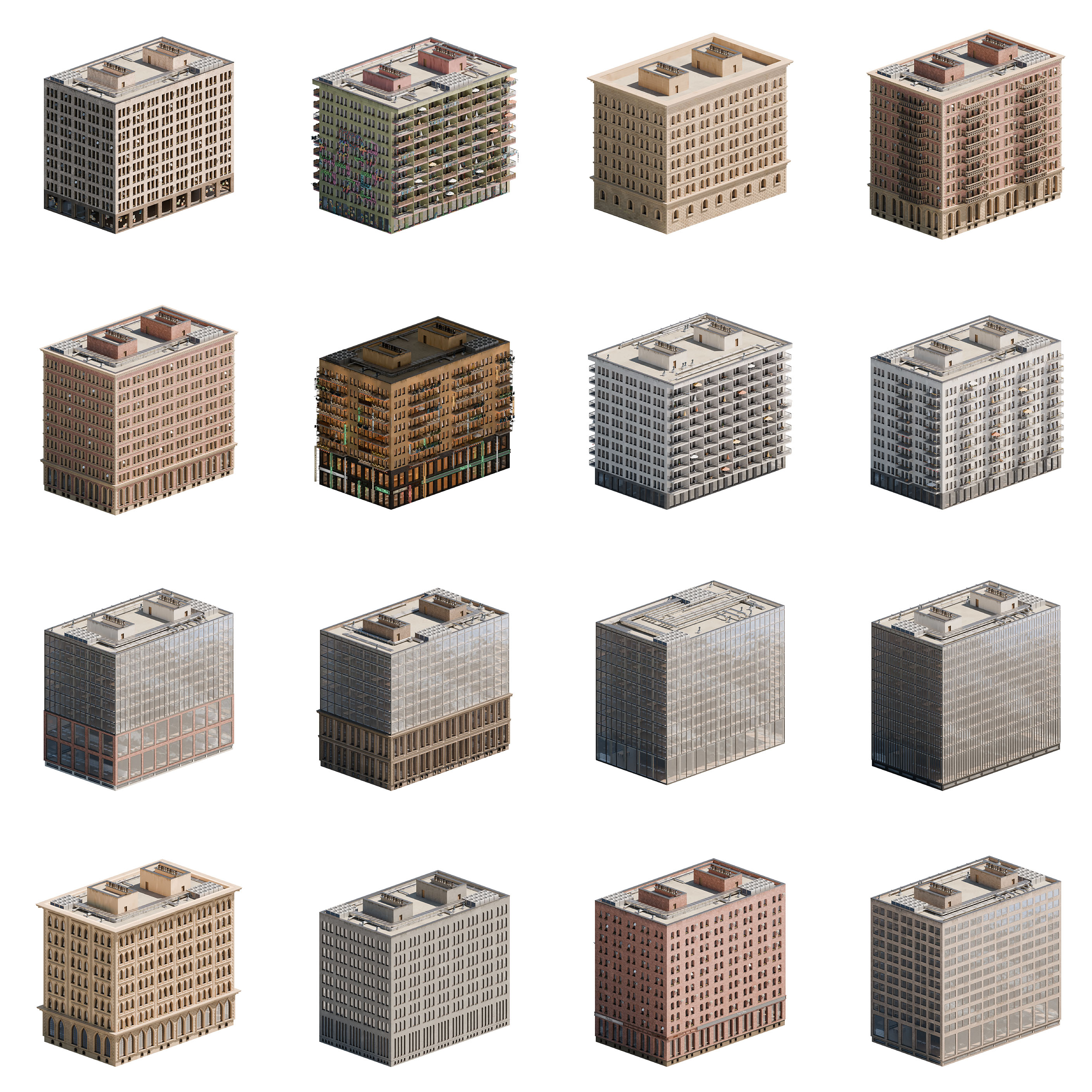 17 Procedural Building Presets in Blender Asset Browser