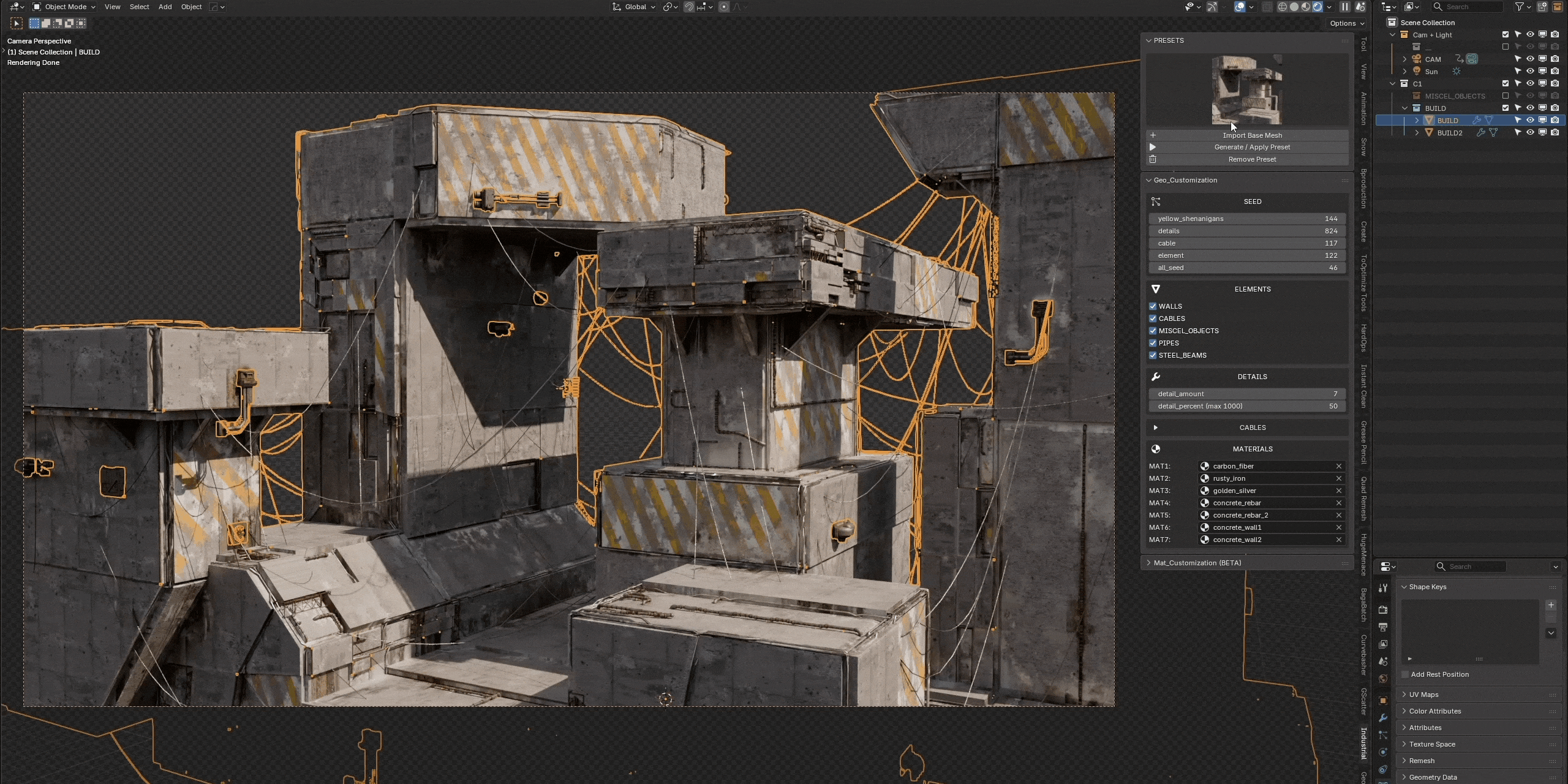 Industrial building material variations