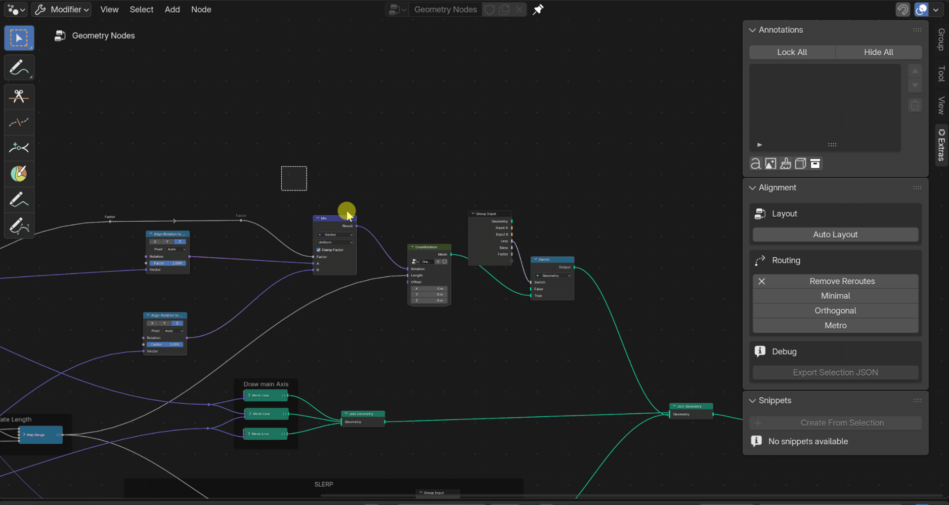 Snippets workflow: save a node setup and place it again