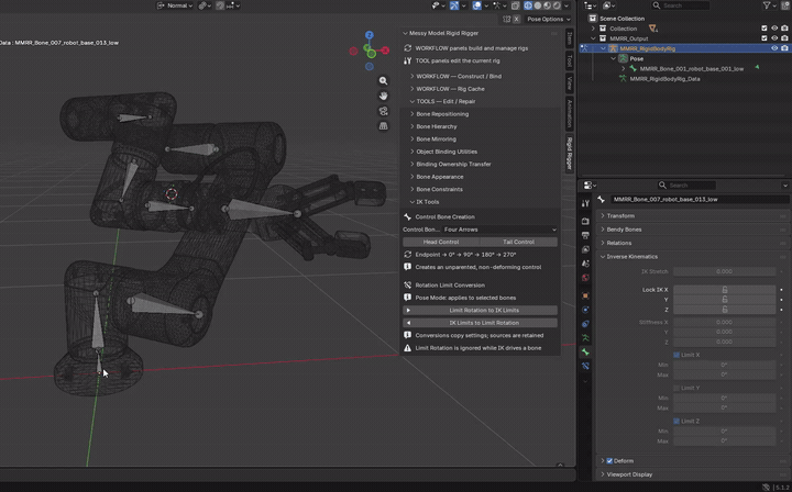 MMRR demonstration: IK Limits to Limit Rotation