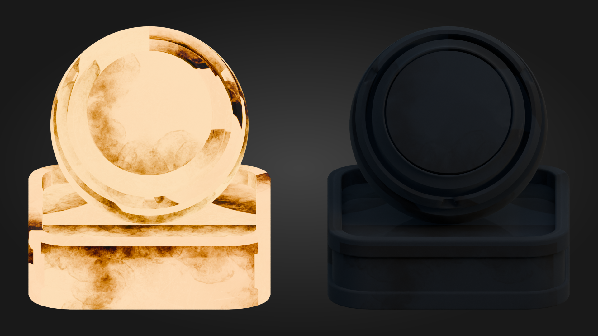 Lit and unlit glass window material comparison for the Stylized Medieval Inn Shader Pack.