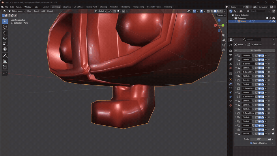 Edit Poly Modifier for Blender: Pin final modifiers to the end of the stack and add a new Edit Poly before them.