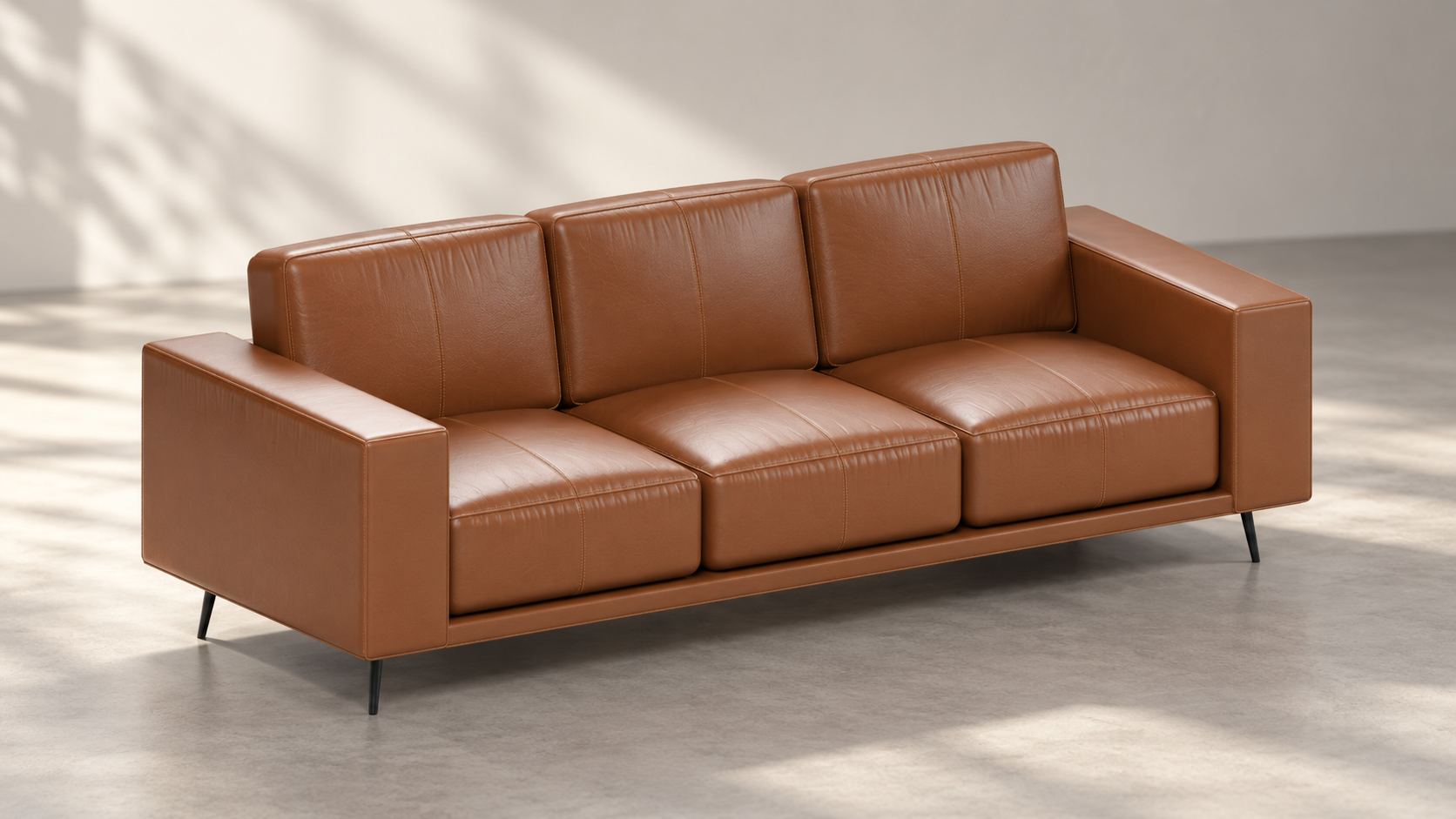 Modern leather sofa studio view
